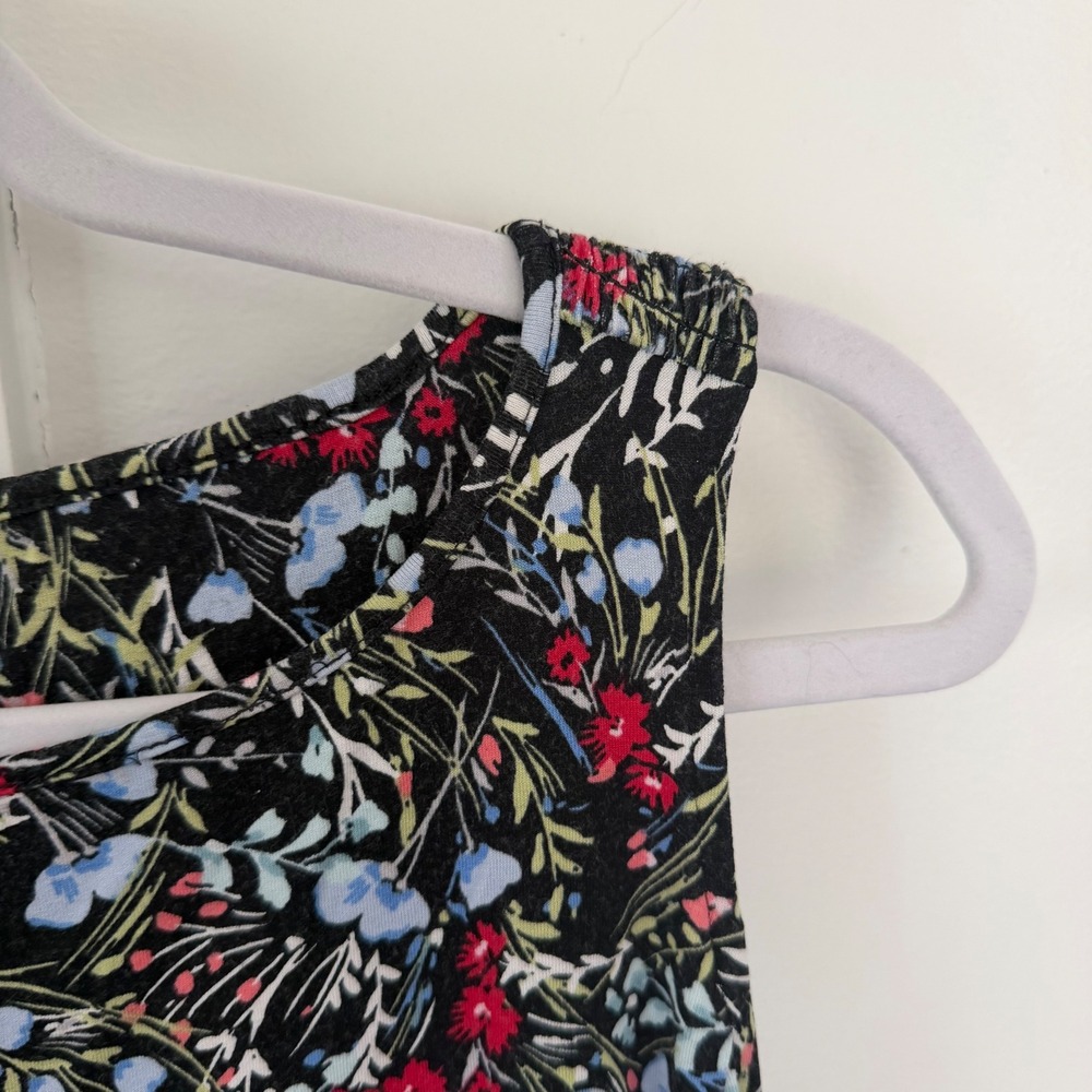 J. Jill Wearever Collection Dress Sleeveless Swing Midi Black Floral Smocked XLP - Picture 4 of 12